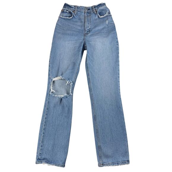 Abercrombie A+F Jeans 90s Straight Curve Love sz 25 Ultra High Rise Distressed 0 - Picture 1 of 11